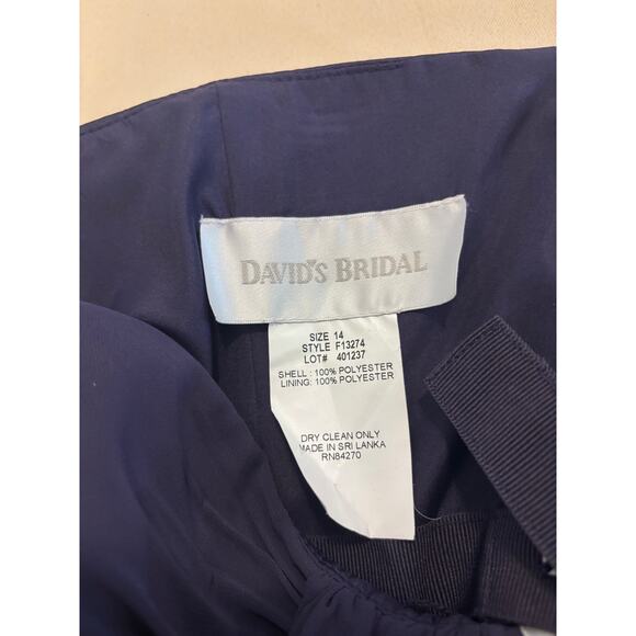 David’s Bridal Strapless Gown Sz 14 Ruched Bodice Formal Bridesmaid Eveningwear - Picture 10 of 10